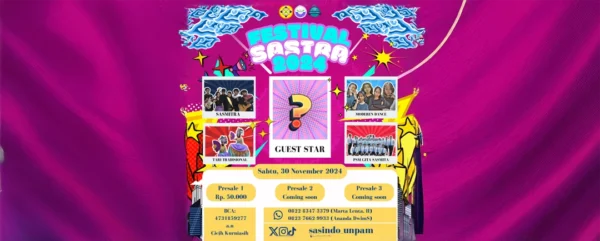 Festival Sastra 2024 bertema Meraki hadir di Tangerang Selatan! Nikmati karya seni, band lokal, dan guest star. Beli tiket resmi di exotix.id.